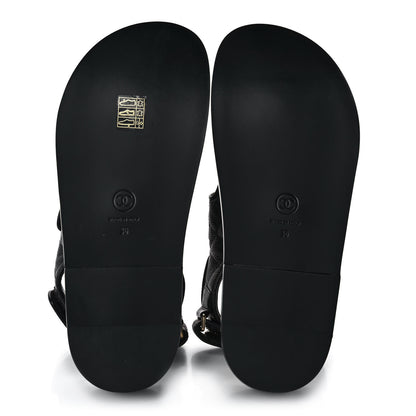 Chanel Grained Calfskin Velcro Dad Sandals 36 Black 5 of 9