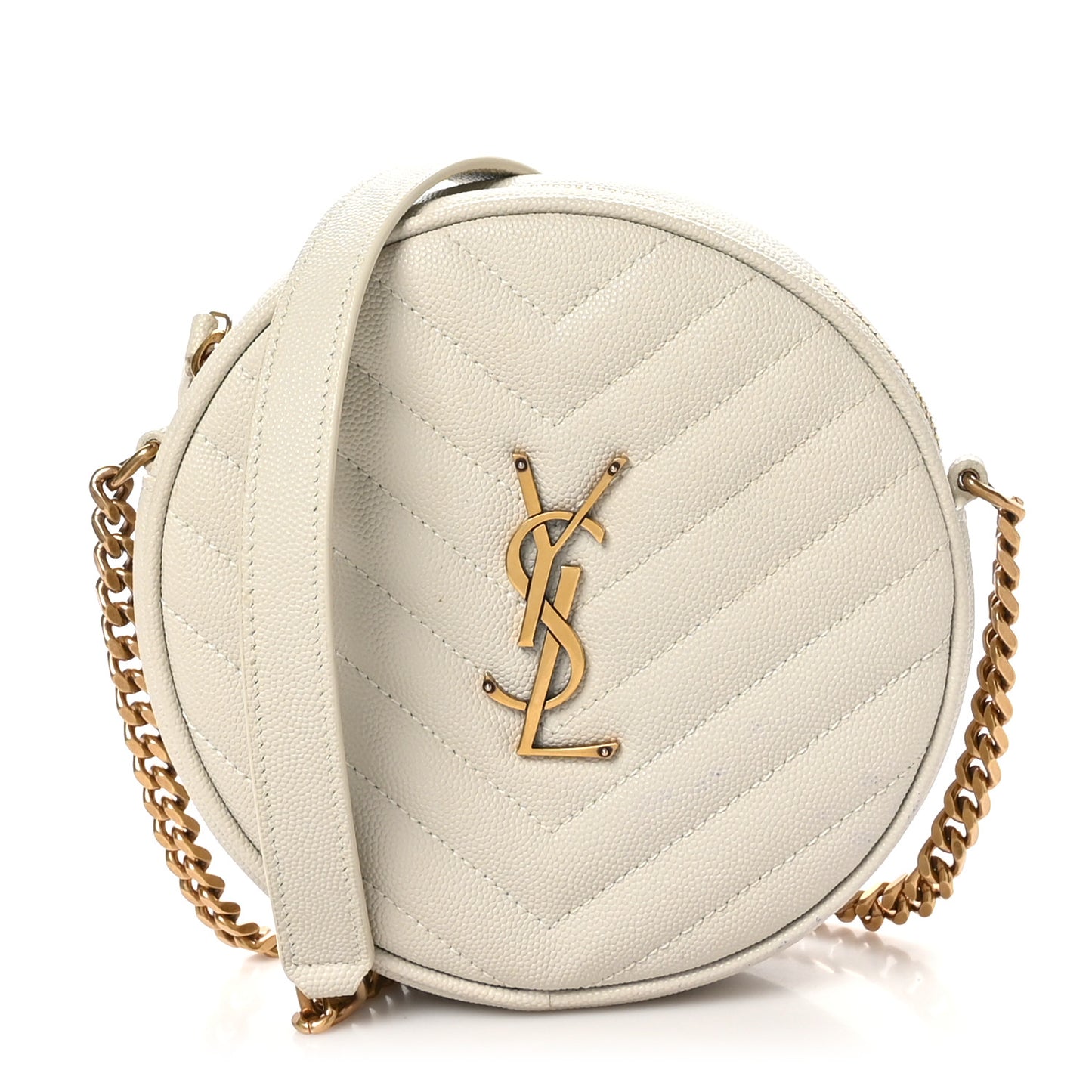 Grain De Poudre Matelasse Chevron Quilted Round Vinyle Camera Bag Crema Soft