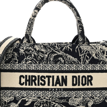 Christian Dior Canvas Embroidered Toile De Jouy Reverse Mini Book Tote With Strap Blue Multicolor 8 of 12