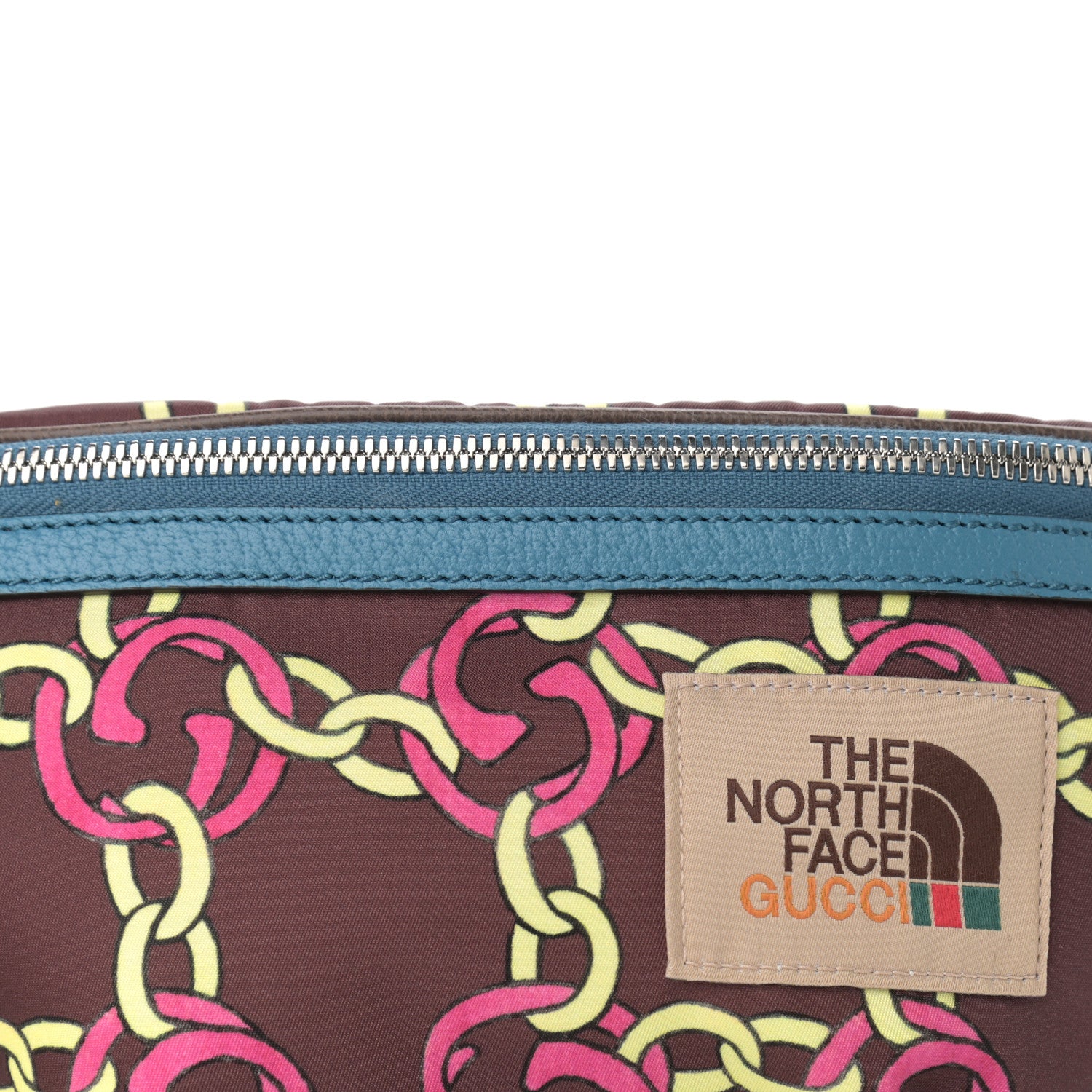 Gucci X THE NORTH FACE Econyl Nylon Textured Dollar Calfskin Linked GG Belt Bag Burgundy 9 of 11
