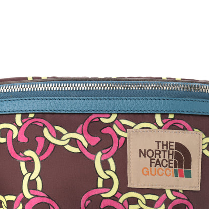 Gucci X THE NORTH FACE Econyl Nylon Textured Dollar Calfskin Linked GG Belt Bag Burgundy 9 of 11