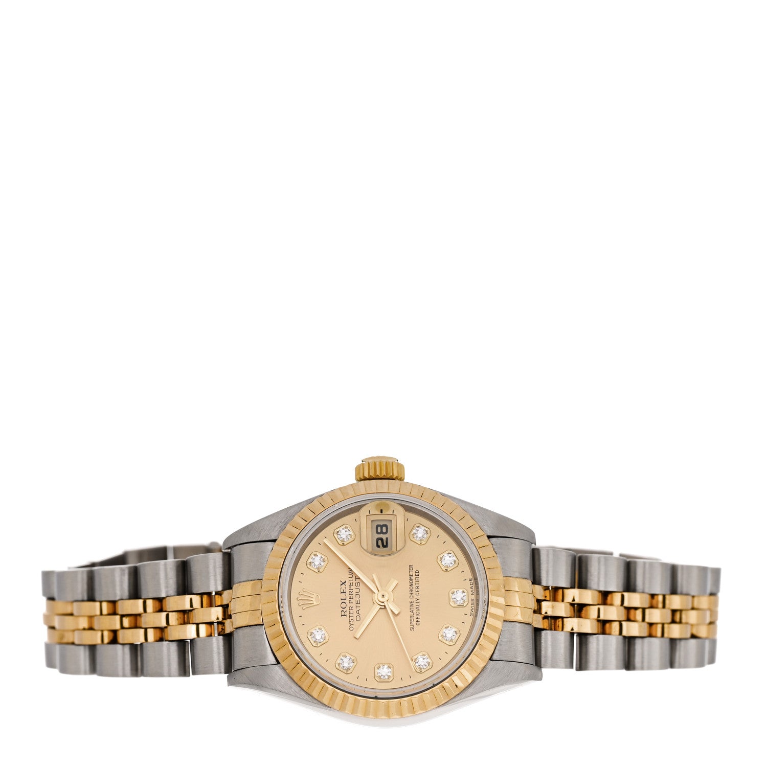Rolex Stainless Steel 18K Yellow Gold Diamond 26mm Oyster Perpetual Datejust Watch Champagne 79173 2 of 4