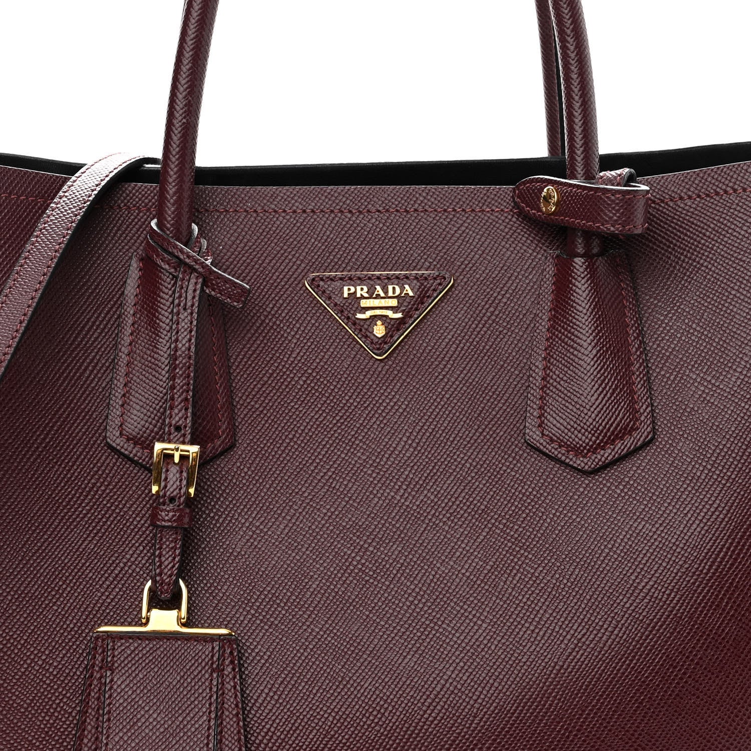 Prada Saffiano Cuir Medium Double Bag Granato Marmo 8 of 10