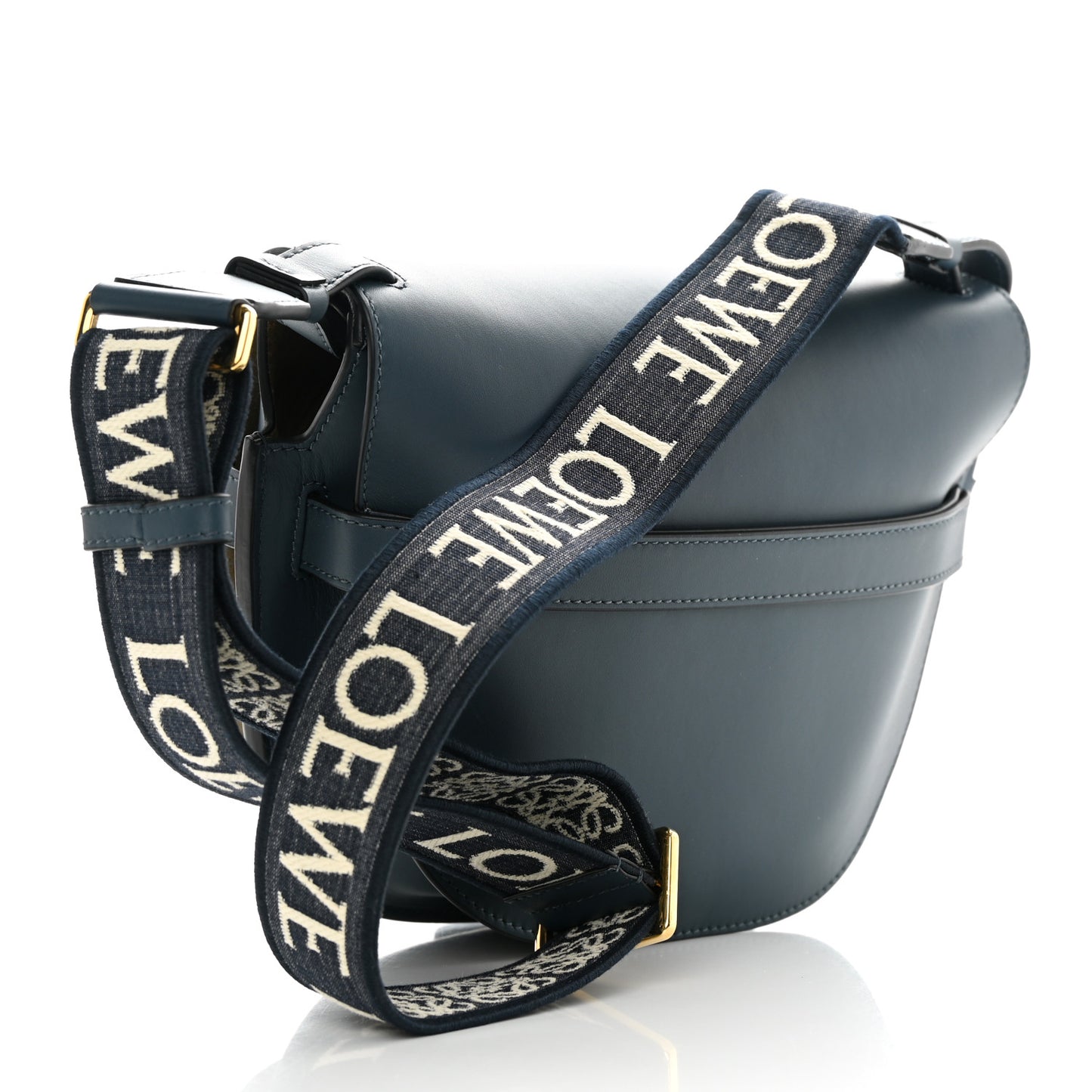 Calfskin Jacquard Small Gate Dual Bag Onyx Blue