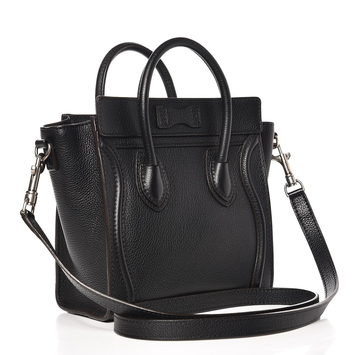 Drummed Calfskin Nano Luggage Black