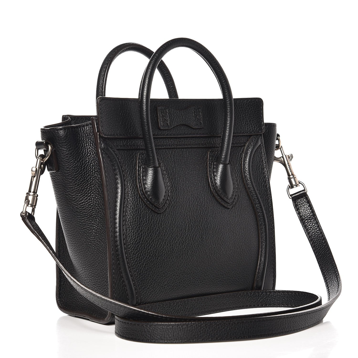 Celine Drummed Calfskin Nano Luggage Black 3 of 7