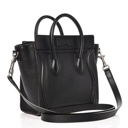 Celine Drummed Calfskin Nano Luggage Black 3 of 7