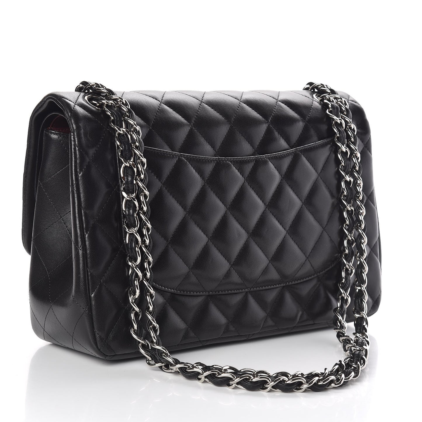 Lambskin Quilted Jumbo Double Flap Black