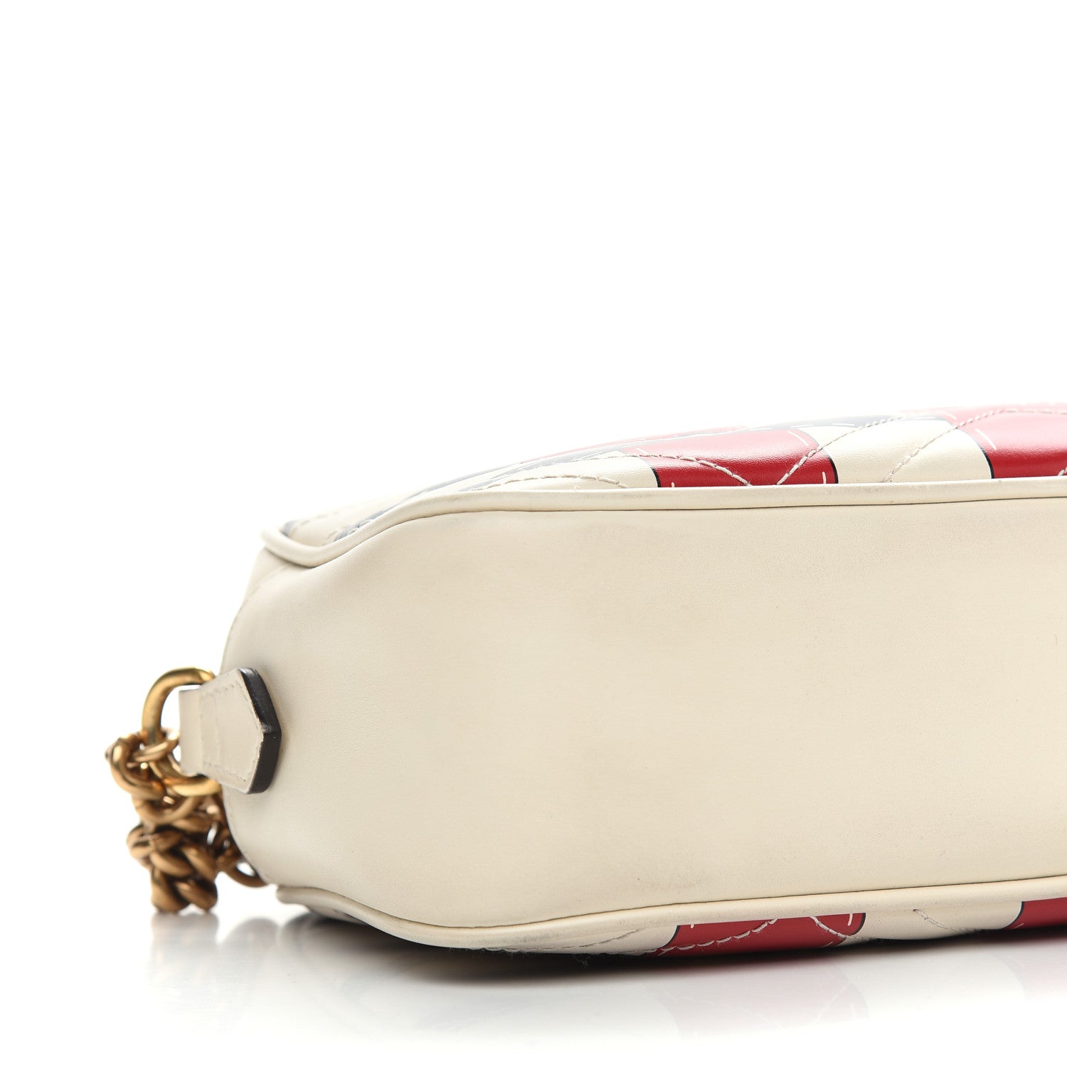 Gucci Calfskin Matelasse Trompe L'Oeil Print Small GG Marmont Chain Shoulder Bag White 8 of 10