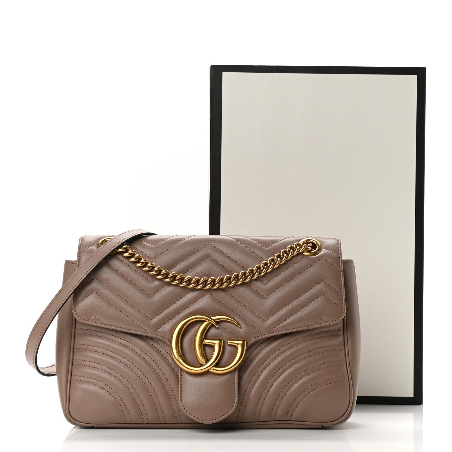 Gucci Calfskin Matelasse Medium GG Marmont Shoulder Bag Porcelain Rose 11 of 11