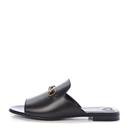 Gucci Malaga Kid Horsebit Slide Sandals 38.5 Black 1 of 10