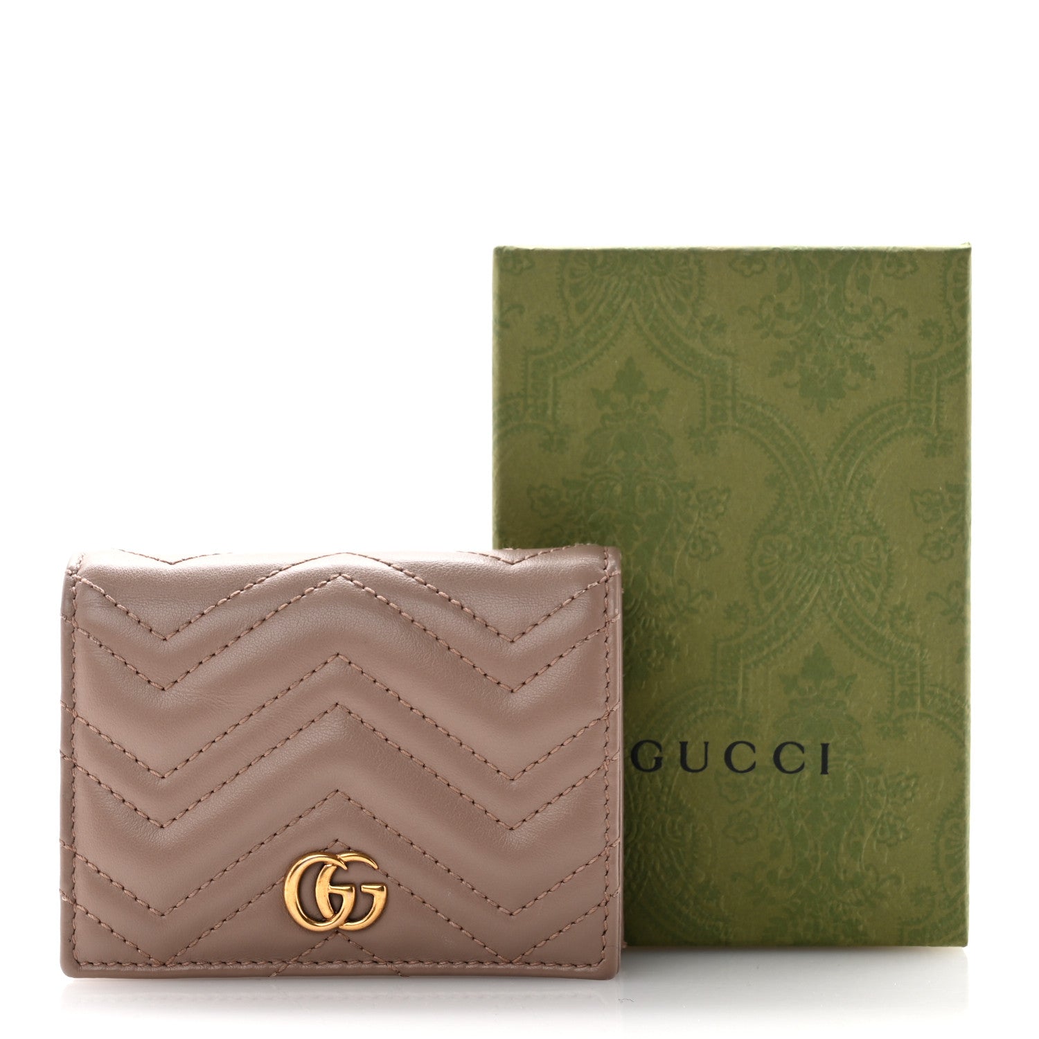 Gucci Calfskin Matelasse GG Marmont Card Case Wallet Porcelain Rose 11 of 11