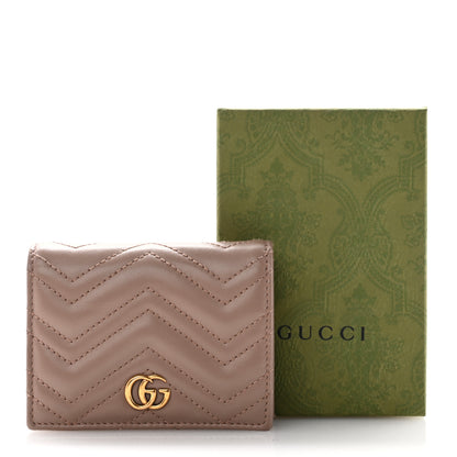 Gucci Calfskin Matelasse GG Marmont Card Case Wallet Porcelain Rose 11 of 11