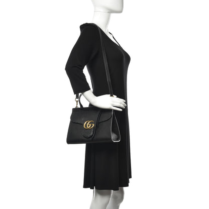 Gucci Calfskin Mini GG Marmont Top Handle Bag Black 2 of 13