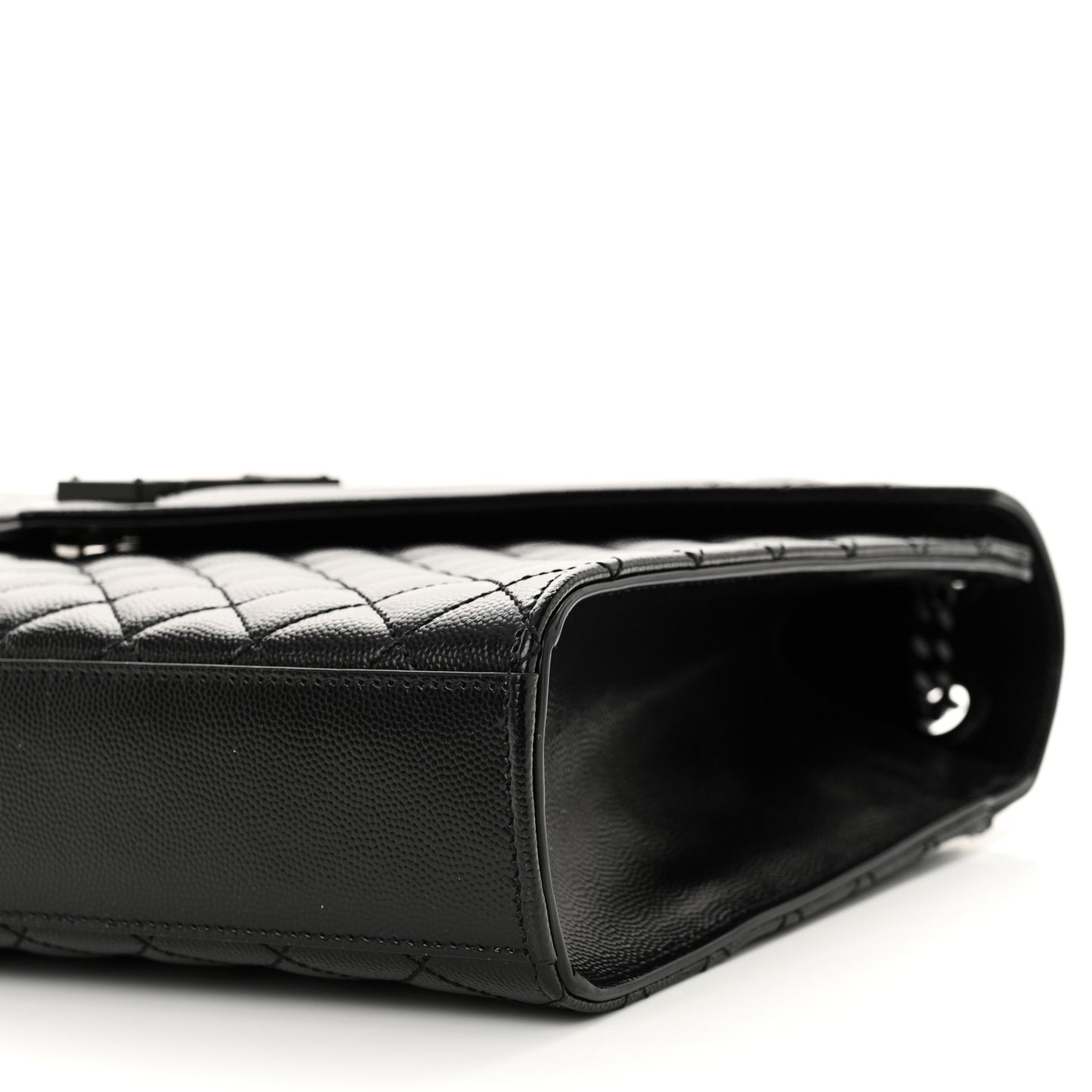 Grain De Poudre Textured Mixed Matelasse Large Triquilt Monogram Monochrome Satchel Black