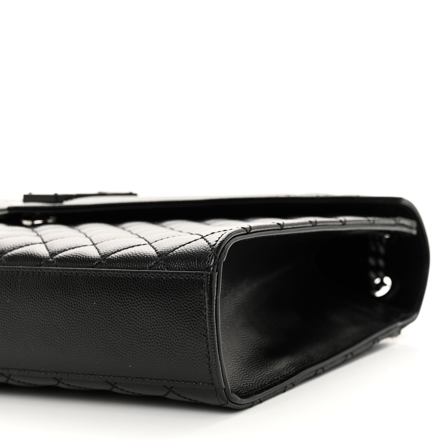 Saint Laurent Grain De Poudre Textured Mixed Matelasse Large Triquilt Monogram Monochrome Satchel Black 9 of 9