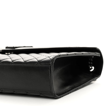 Saint Laurent Grain De Poudre Textured Mixed Matelasse Large Triquilt Monogram Monochrome Satchel Black 9 of 9