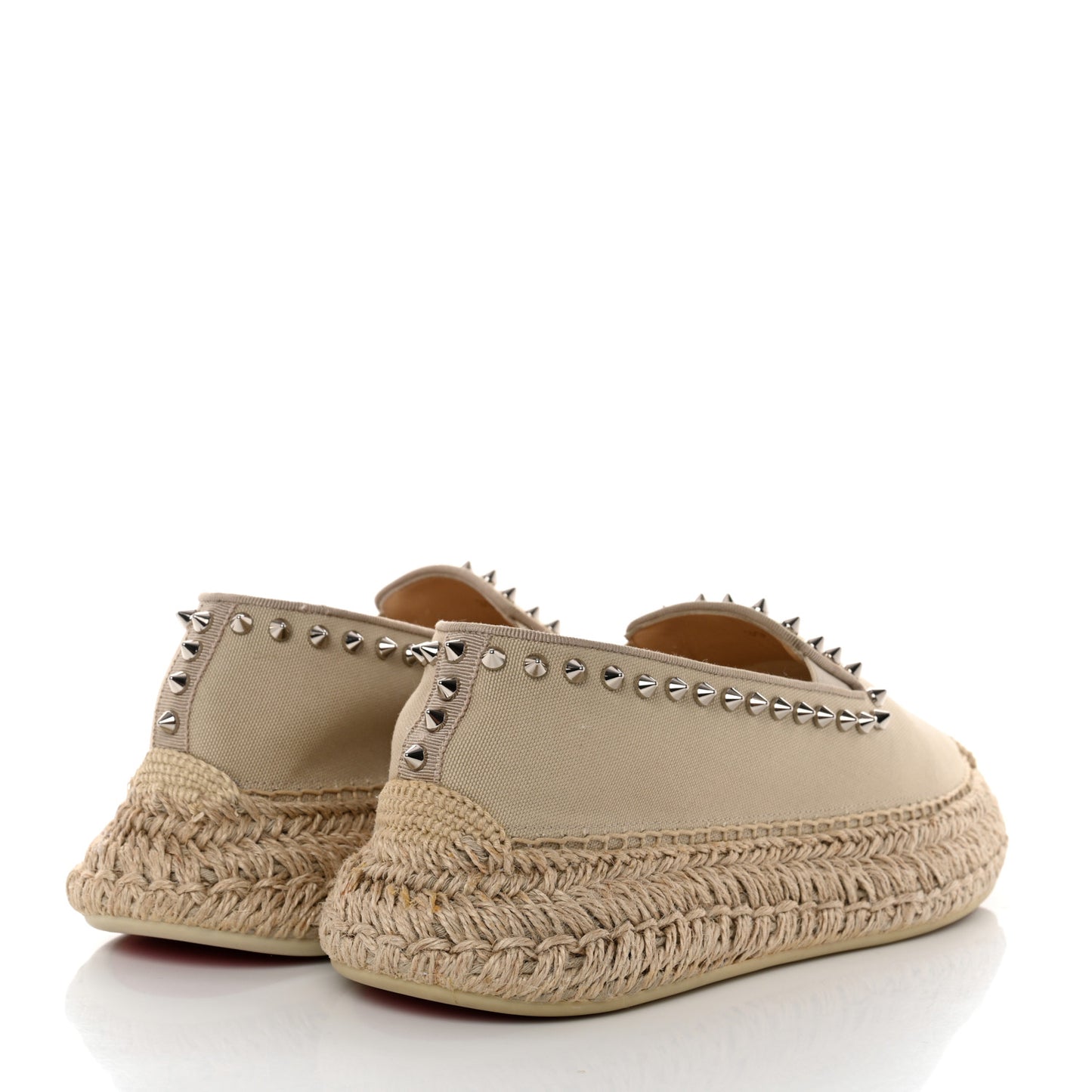 Canvas Espaboat Spikes Flat Espadrilles 39 Beige