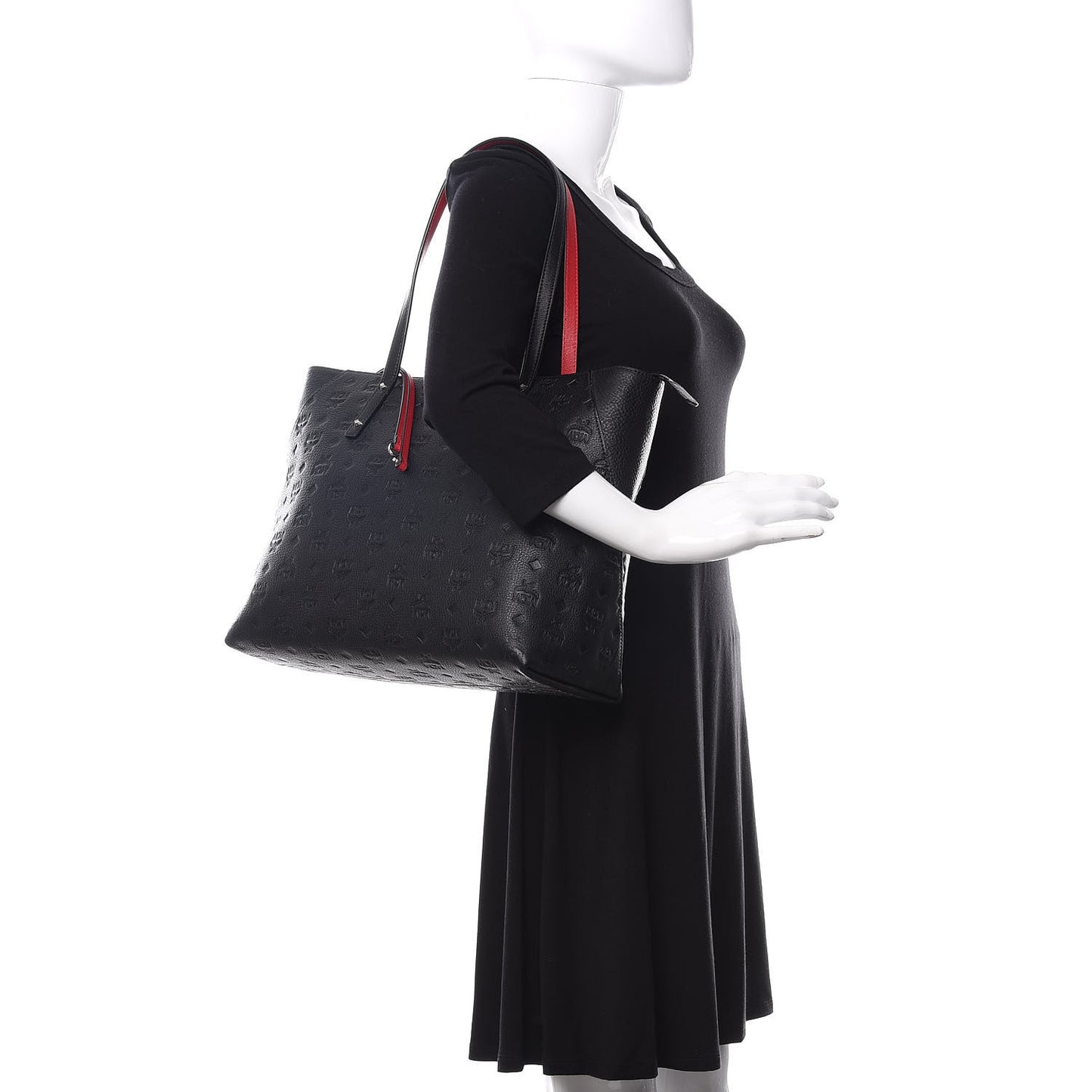 Calfskin Ottomar Monogram Medium Klara Shopper Tote Black