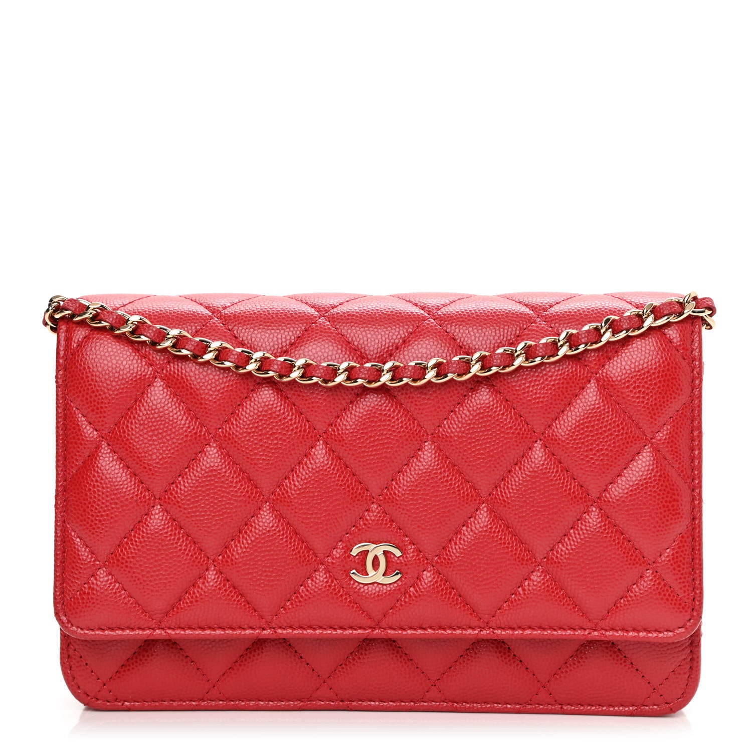 Chanel Caviar Quilted Wallet On Chain WOC Red 1 of 10