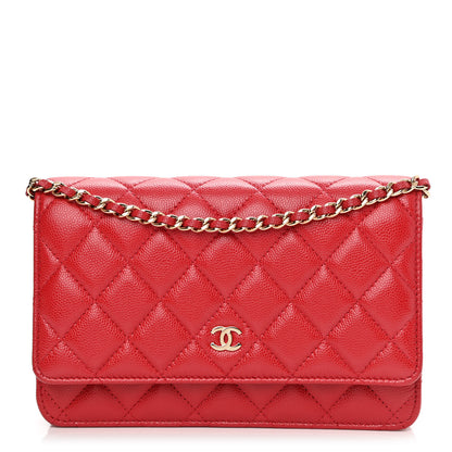 Chanel Caviar Quilted Wallet On Chain WOC Red 1 of 10