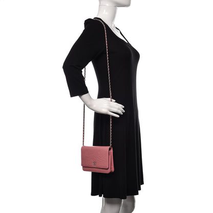 Chanel Lambskin Camellia Embossed Wallet On Chain WOC Pink 2 of 11