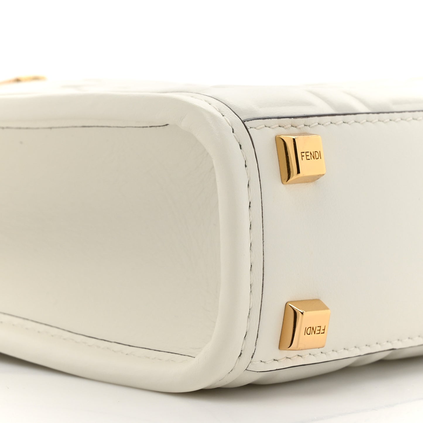 Vitello Plexiglass FF Embossed Mini Fendi Sunshine Shopper Tote White