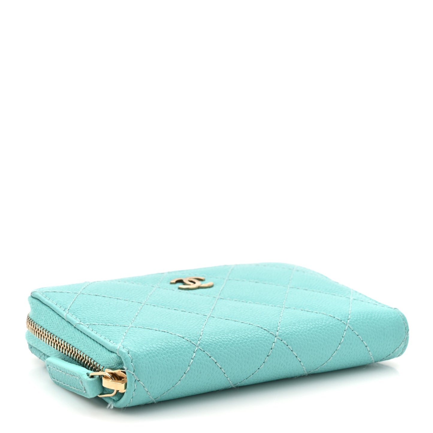 Caviar Quilted Zip Coin Purse Turquoise