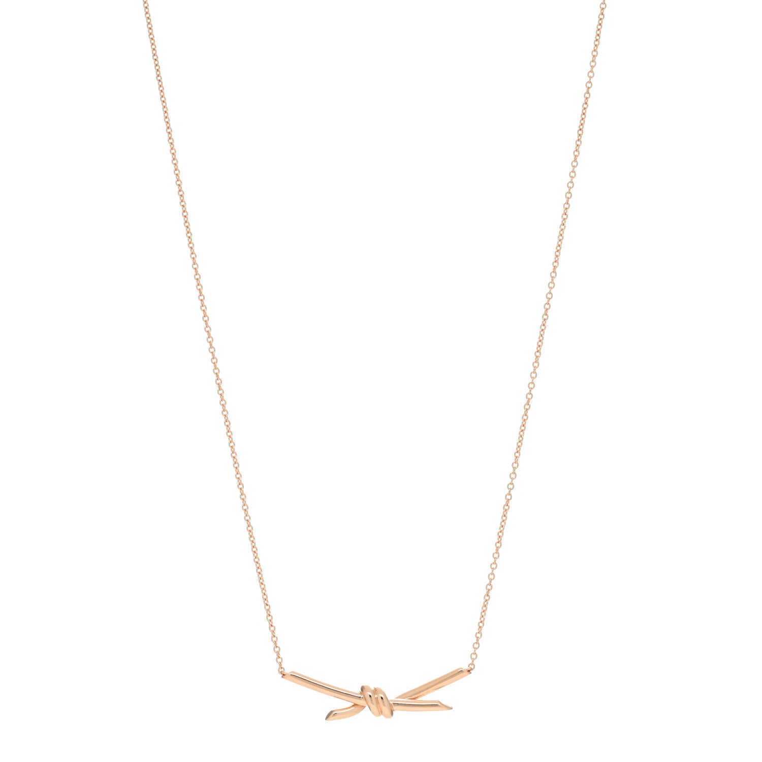 Tiffany 18K Rose Gold Knot Necklace 1 of 4