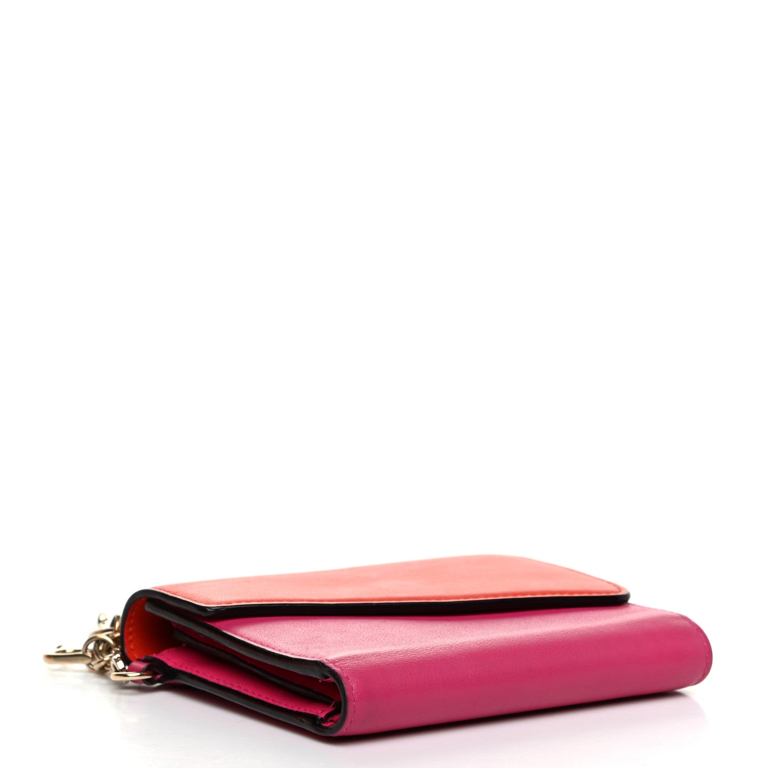 Christian Dior Smooth Calfskin Bi-Color Diorissimo Envelope Wallet Pink Red 4 of 10
