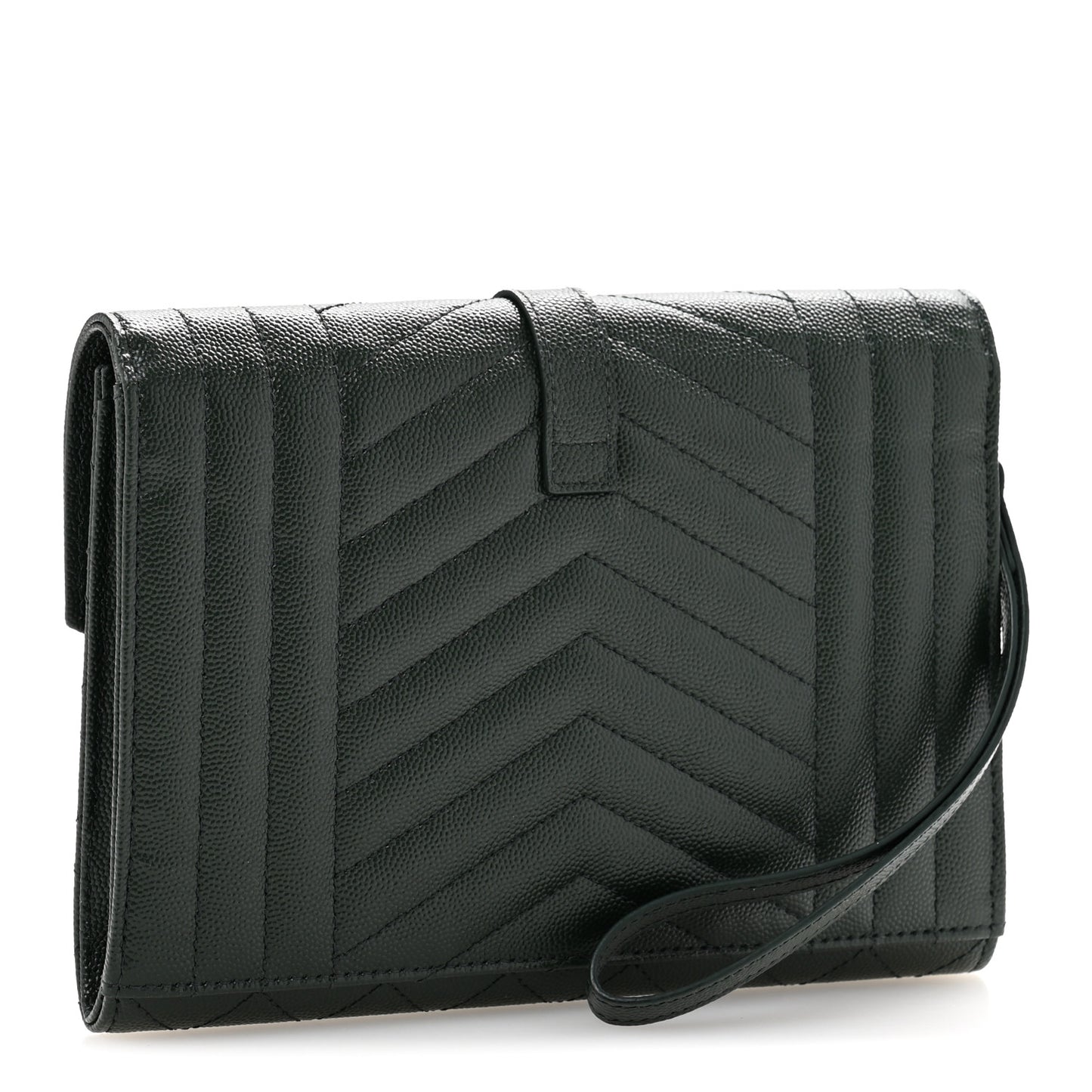 Grain De Poudre Textured Mixed Matelasse Triquilt Monogram Clutch Vert Fonce