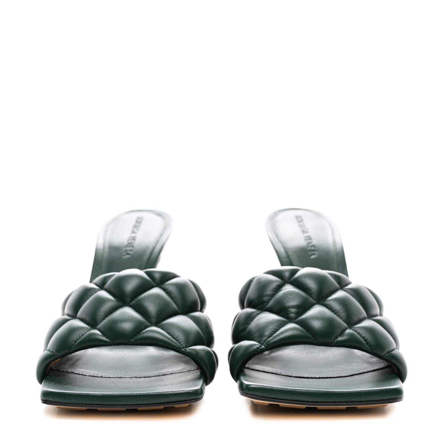 Nappa Matelasse Padded Mule Sandals 39 Pine Green