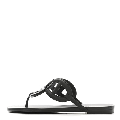 Hermes Rubber Womens Egerie Sandals 37 Black 1 of 9