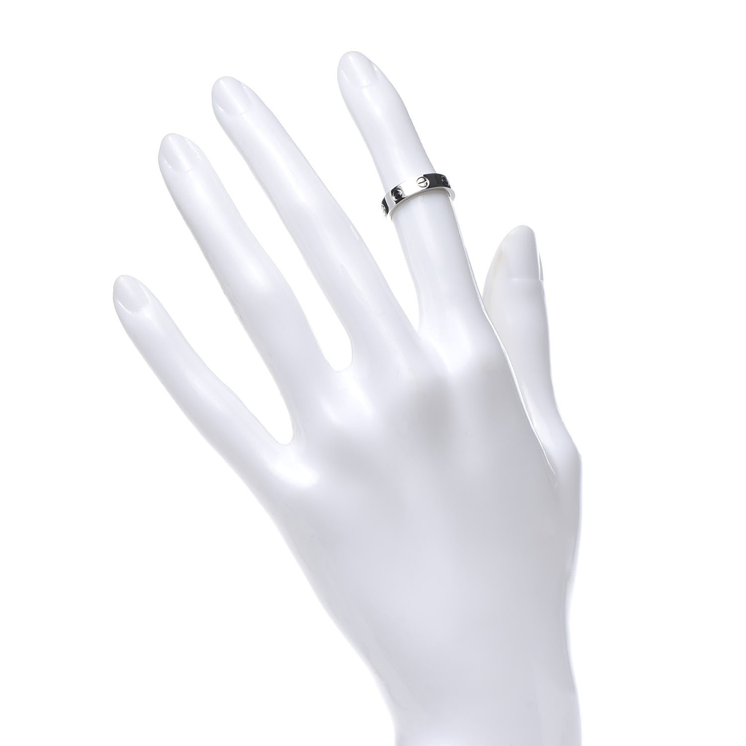 Cartier 18K White Gold Diamond 4mm LOVE Wedding Band Ring 46 3.75 2 of 5