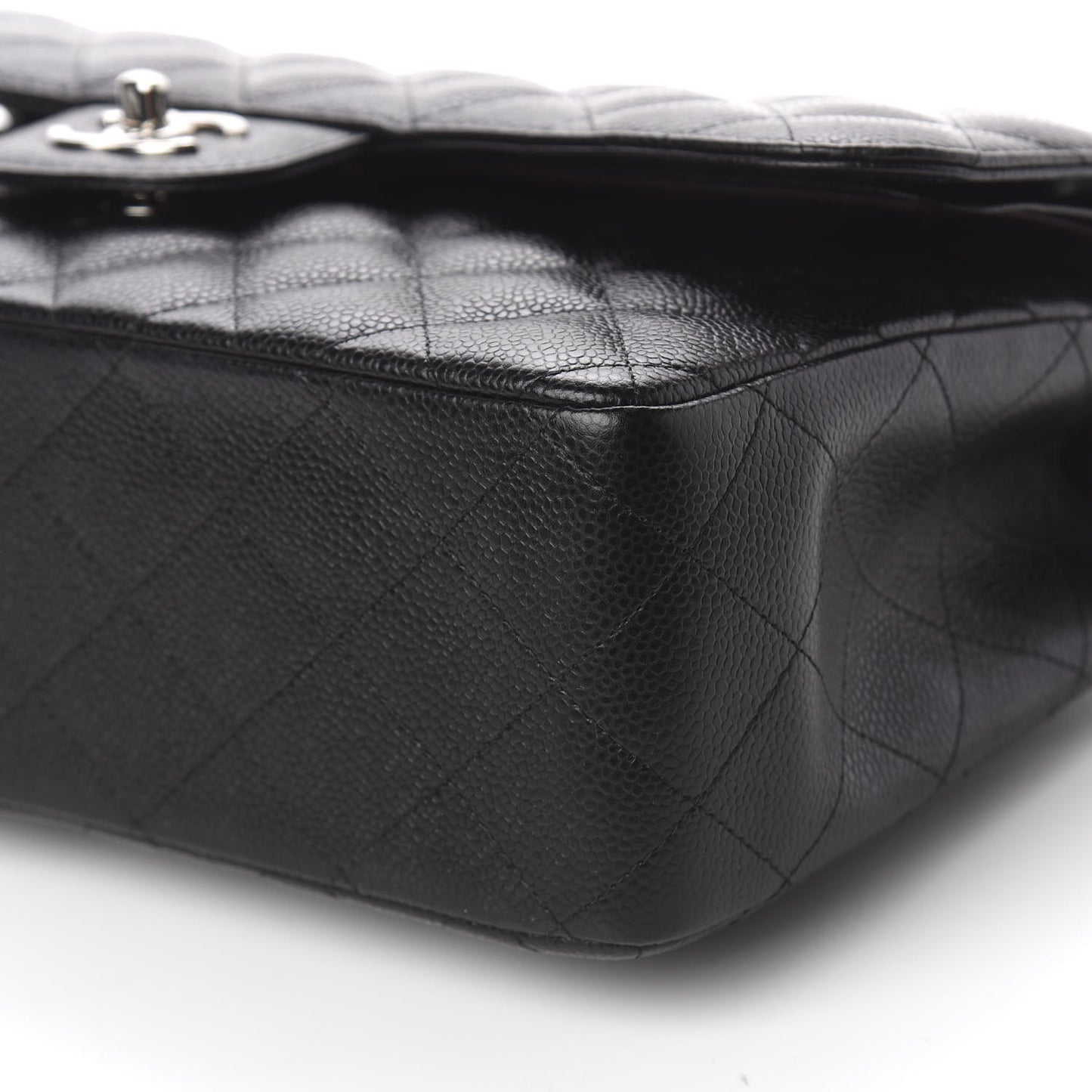 Caviar Quilted Jumbo Double Flap Black