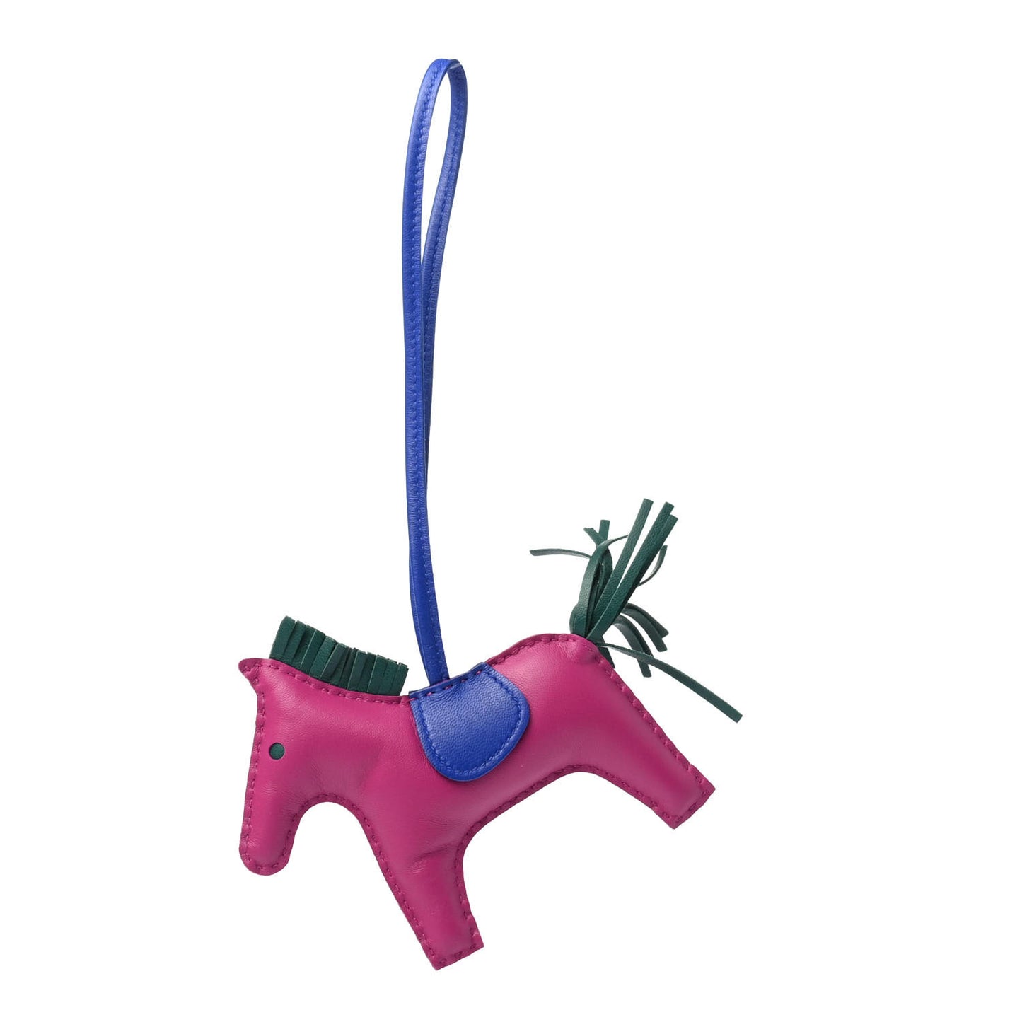 Milo Lambskin Grigri Rodeo Horse Bag Charm MM Rose Pourpre Malachite Bleu Electrique