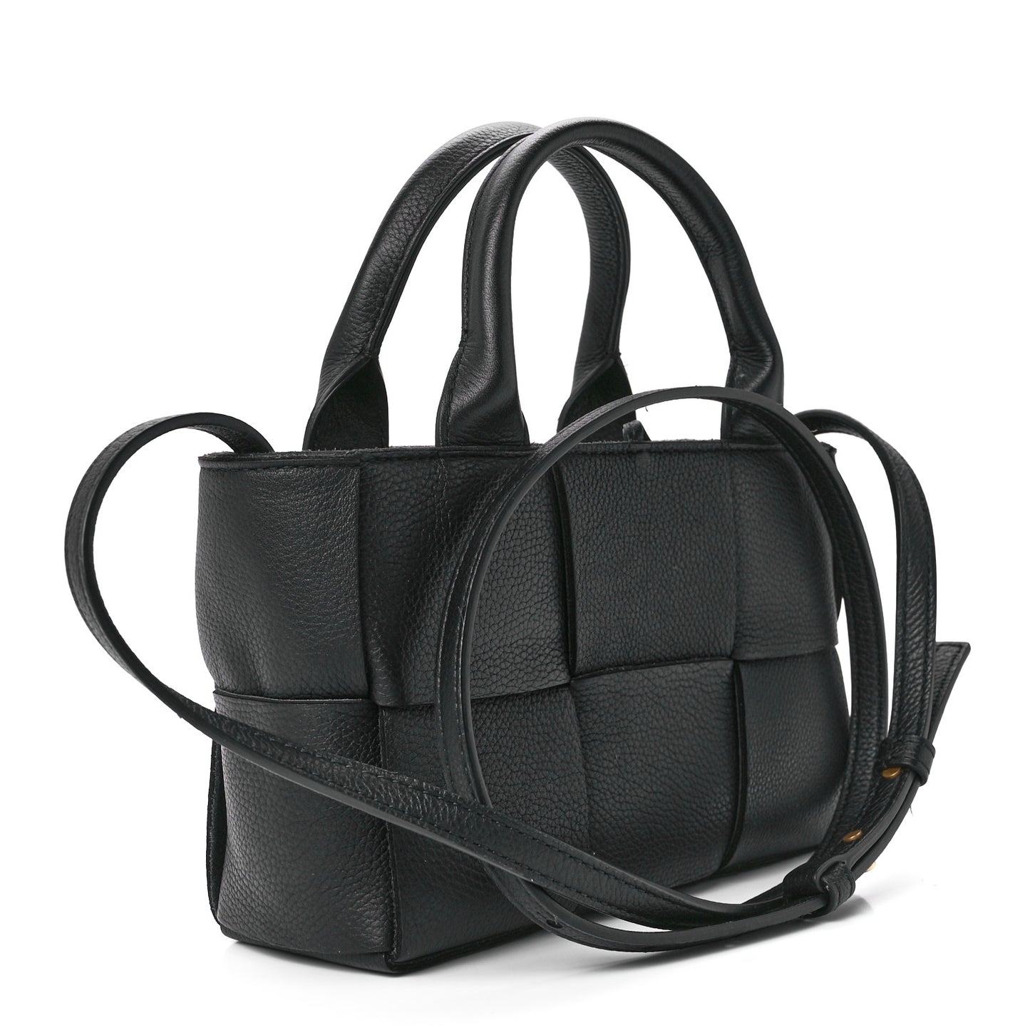 Grained Calfskin Maxi Intrecciato Mini Arco Tote Black