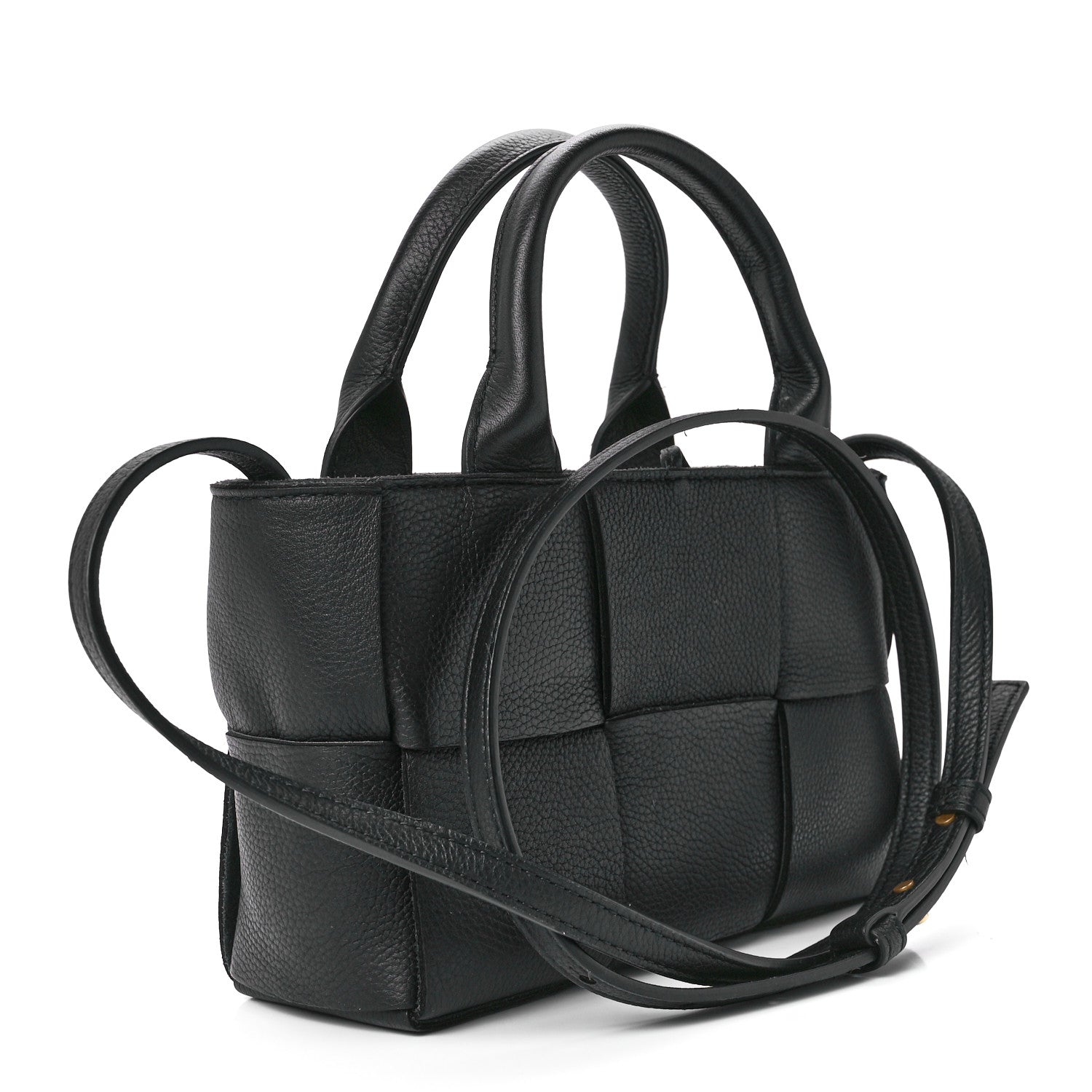Bottega Veneta Grained Calfskin Maxi Intrecciato Mini Arco Tote Black 3 of 10
