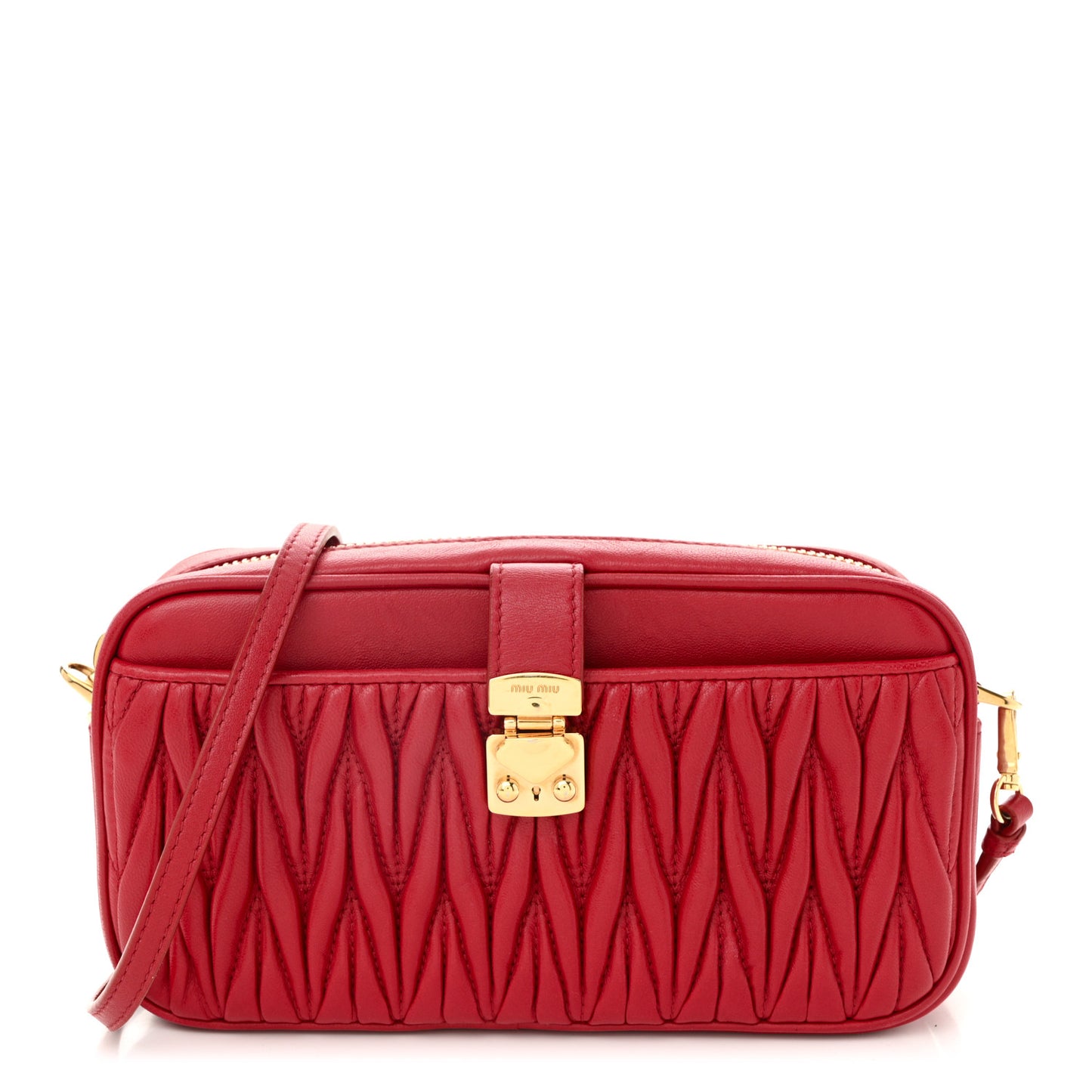 Nappa Matelasse Zip Shoulder Bag Fuoco