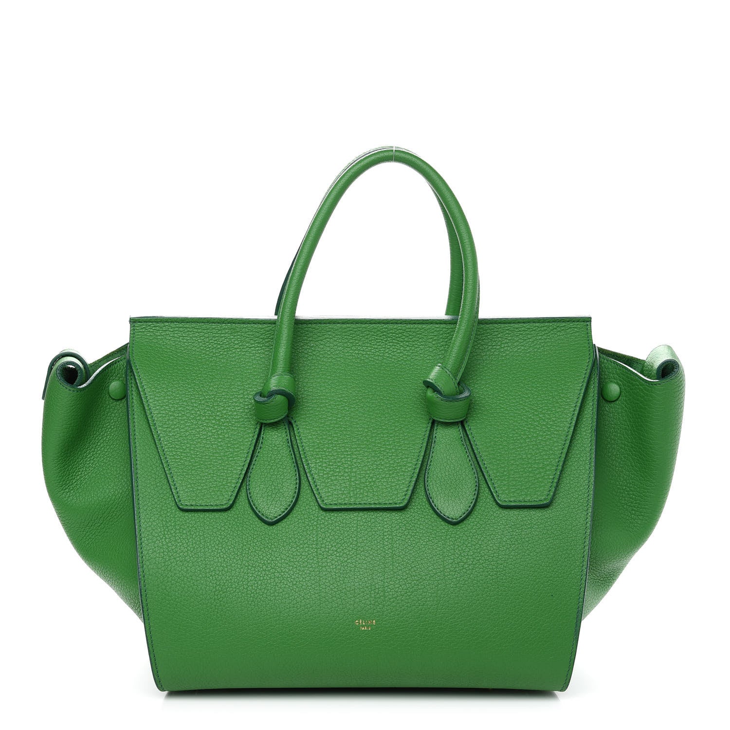 Celine Crisped Calfskin Small Tie Knot Tote Grass Green 3 of 14
