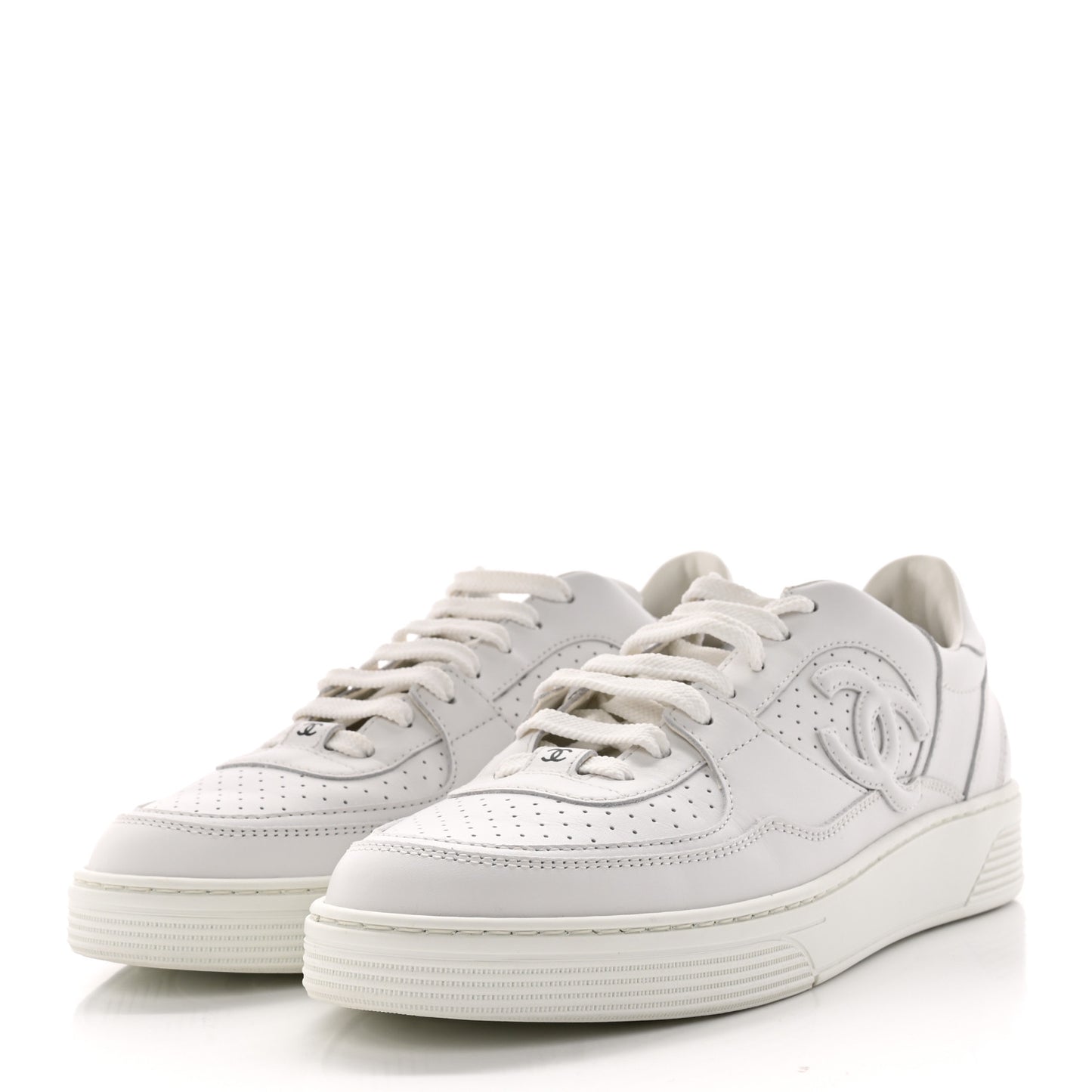 Calfskin CC Womens Sneakers 40.5 White