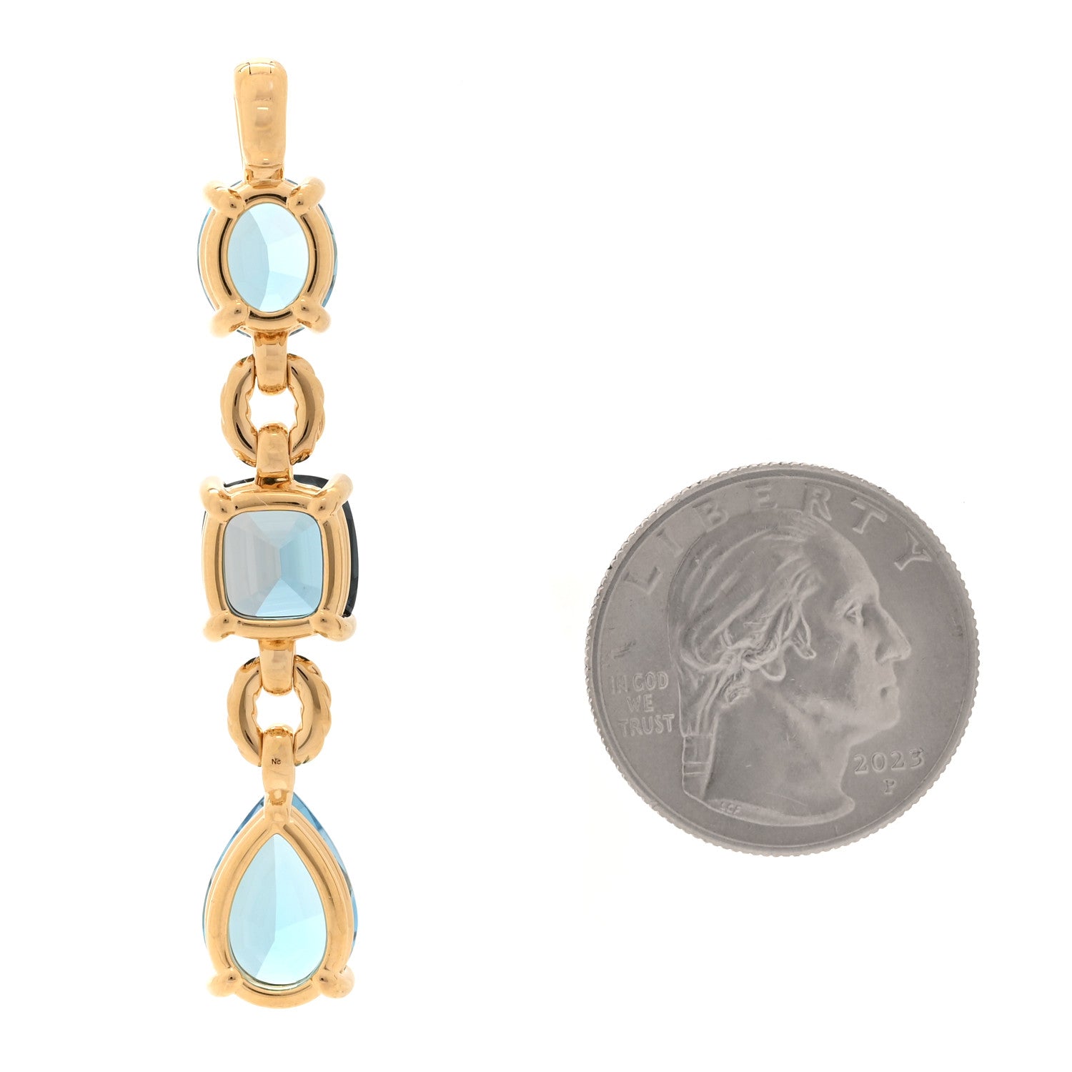 David Yurman 18K Yellow Gold Blue Topaz Marbella Y Pendant 2 of 4