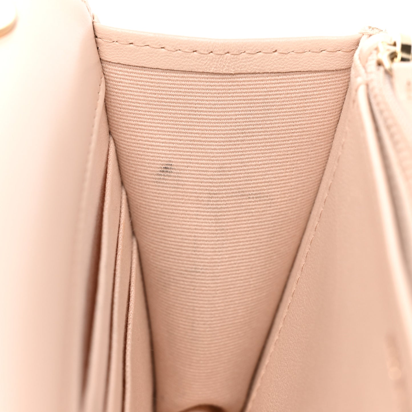 Lambskin Quilted Trendy CC Wallet On Chain WOC Light Beige