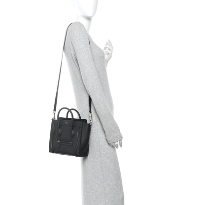 Celine Drummed Calfskin Nano Luggage Black 2 of 10
