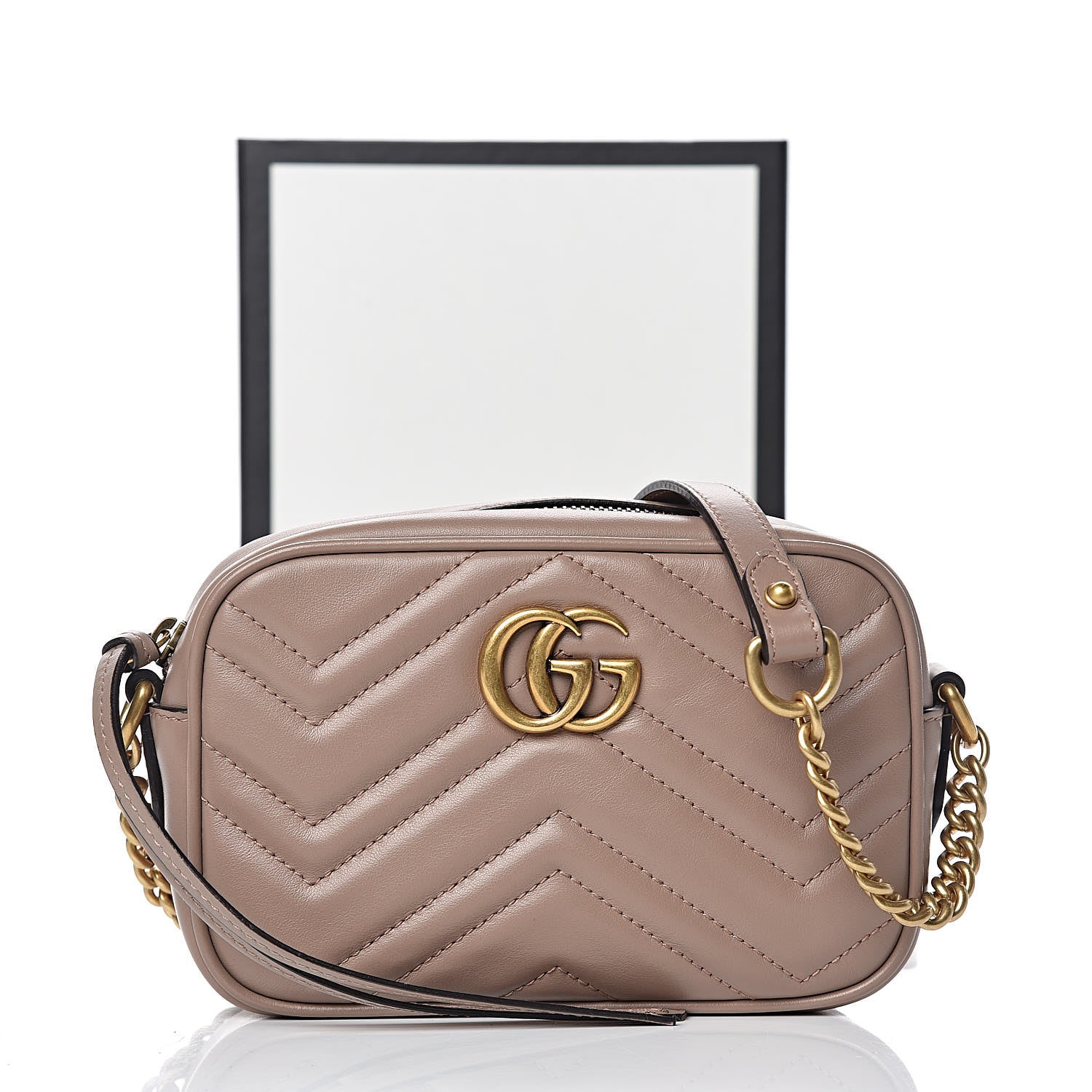 Gucci Calfskin Matelasse Mini GG Marmont Chain Shoulder Bag Porcelain Rose 12 of 12