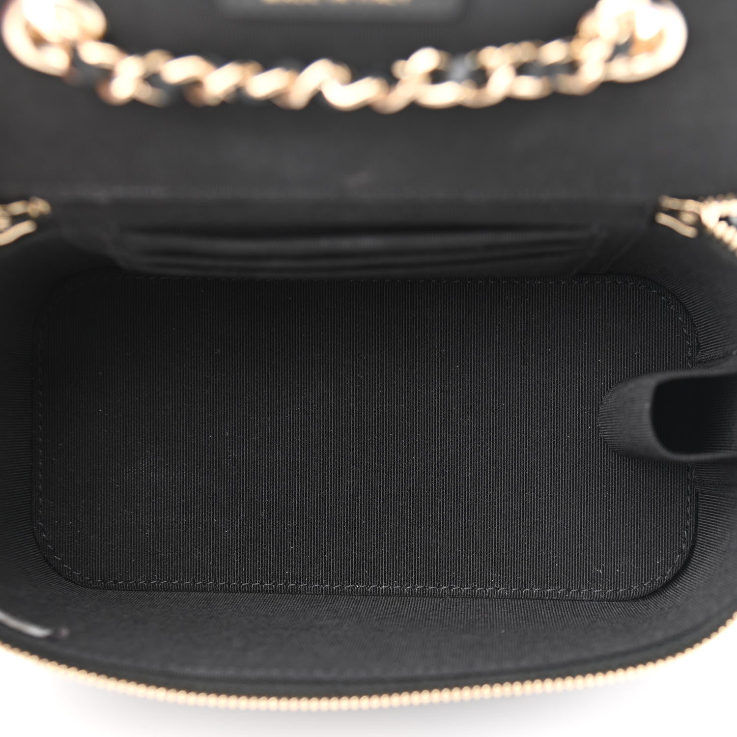 Chanel Lambskin Camellia Embossed Small Vanity Case With Chain Black 5 of 11