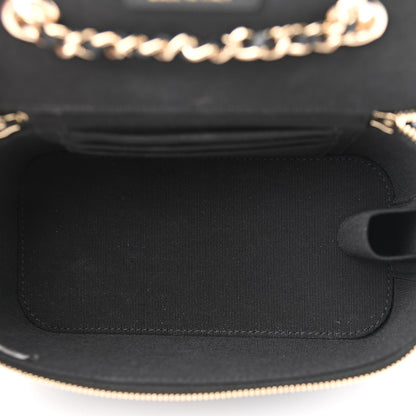 Chanel Lambskin Camellia Embossed Small Vanity Case With Chain Black 5 of 11