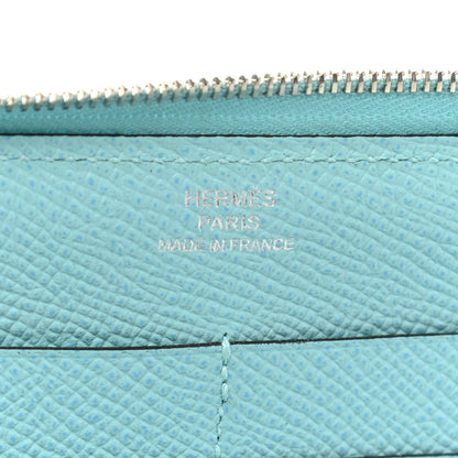 Hermes Epsom Printed Silk Flamingo Party Soie-Cool Wallet Mykonos Bleu Atoll 6 of 8