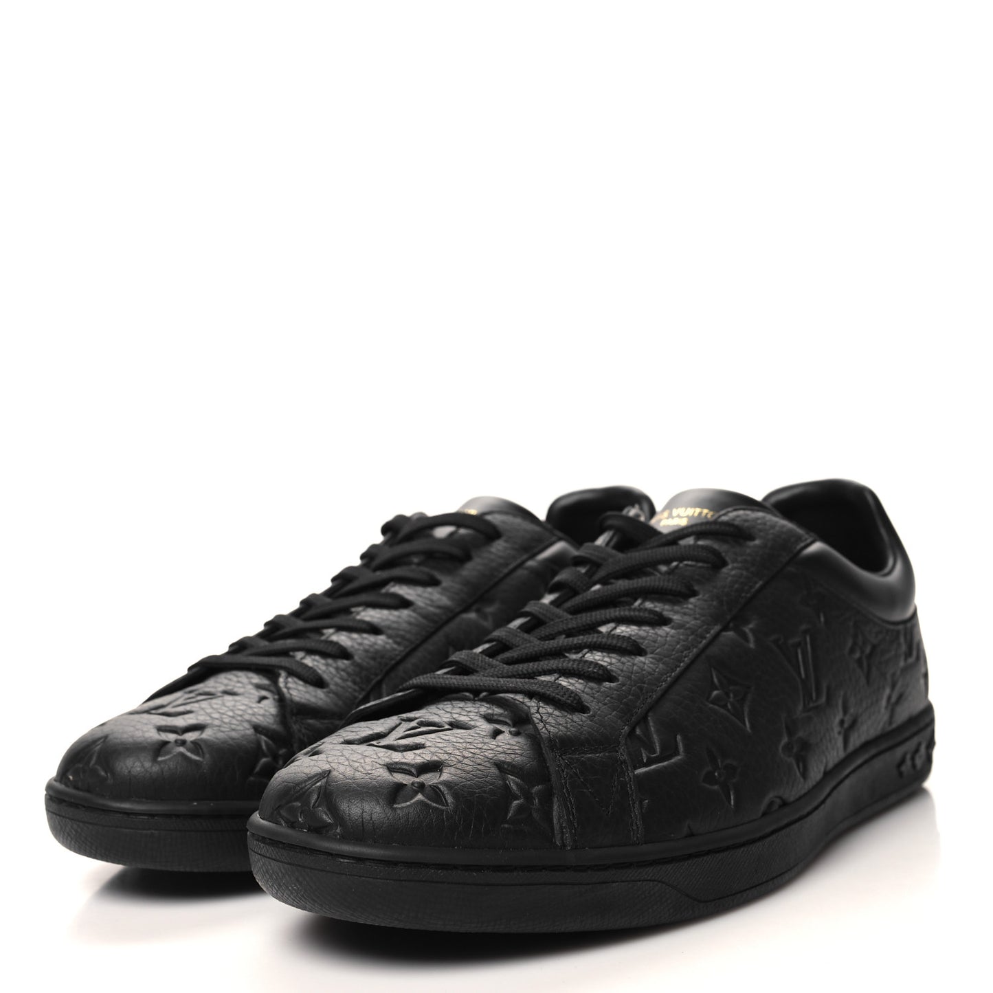 Grained Calfskin Embossed Monogram Mens Luxembourg Sneakers 9.5 Black