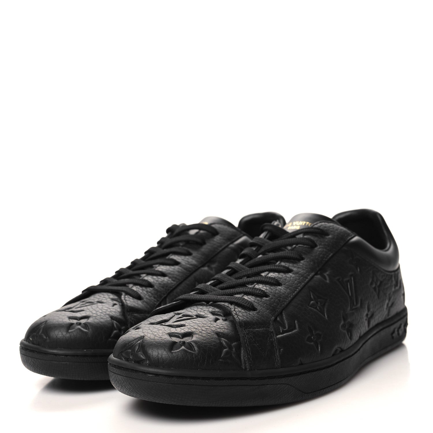Louis Vuitton Grained Calfskin Embossed Monogram Mens Luxembourg Sneakers 9.5 Black 3 of 8